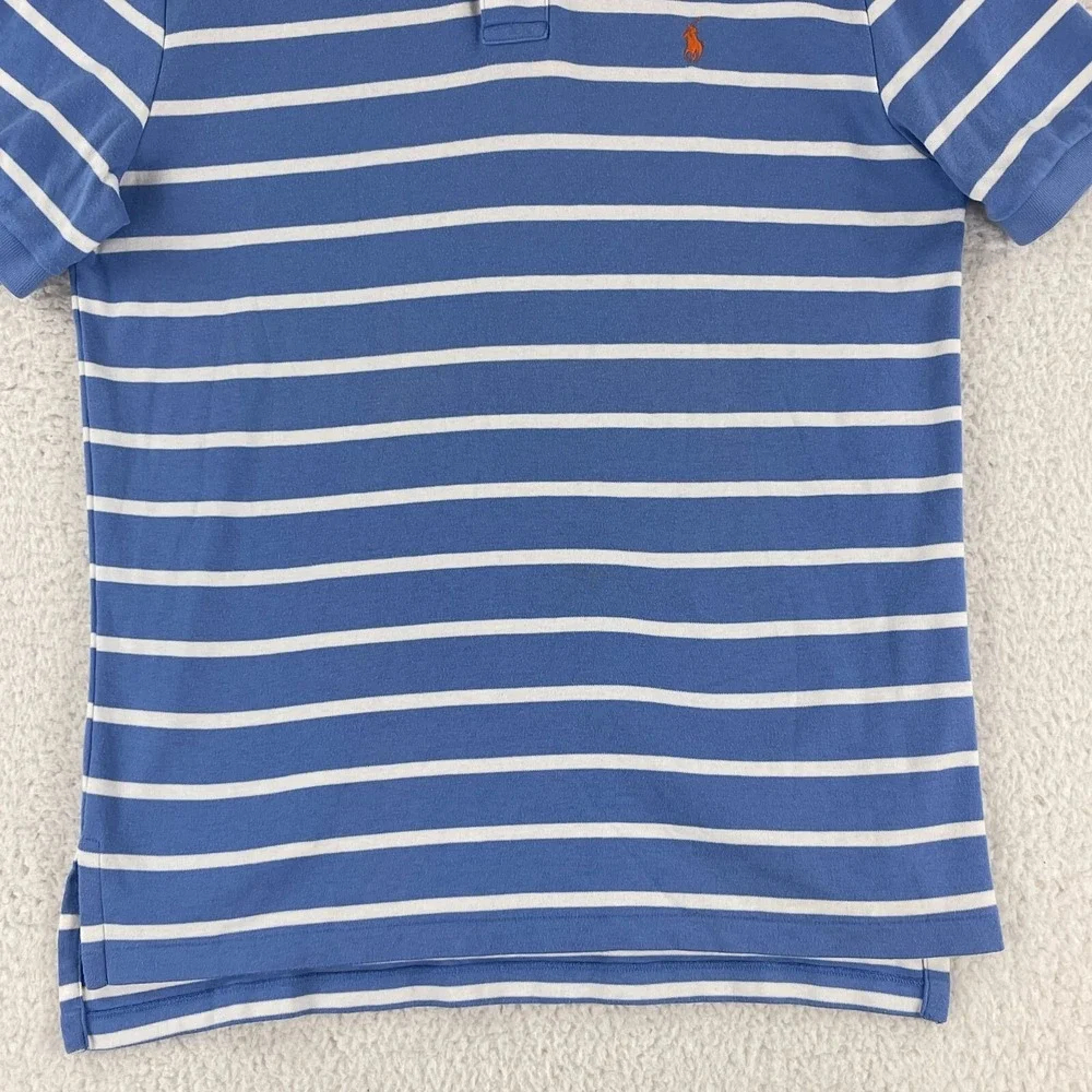 Polo Ralph Lauren Blue White Stripe Polo Shirt Mens Short Sleeve Size‎ Large